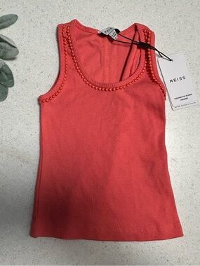 NWT Reiss Girls 5-6Y Coral Orange Sleeveless Tank Top